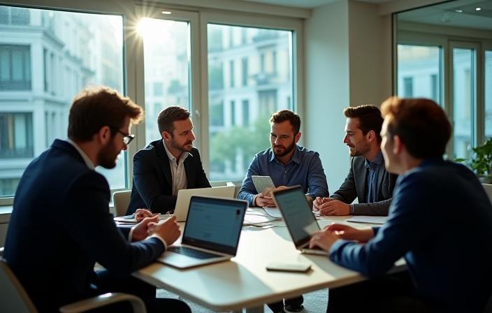 Team di esperti di Telecom Design Italia durante una sessione collaborativa a Milano